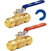 Shut Off Ball Valve 1/2 Inch, SUNGATOR 1/2 Inch Ball Valve, Push-to-Connect Water Shutoff, Easily Match to Pipe using Red and