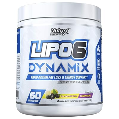 Nutrex Research Lipo 6 Dynamix | Rapid Action Fat Loss &amp; Energy Support, Dynamine, Choline, Huperzine, Theanine, Caffeine Citrate | BlackBerry Lemonade | 60 Servings