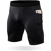 LWISMIL Men's Compression Shorts – Running Spandex Underwear with Pockets, Workout Gym Athletic Sports Tight Shorts for Men