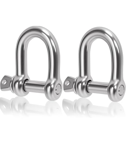 Lot De 4 Manilles à Anneau En D 5 Mm – Acier Robuste 500 Kg, Idéal Remorquage, Camping, Escalade Et Usage Polyvalent