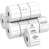 AveneMark 12 Rolls 2" x 1" Direct Thermal Labels for Barcodes Postage Address Shipping Labels Compatible with Rollo & Zebra Desktop Printers Adhesive - 1300 Labels/Roll
