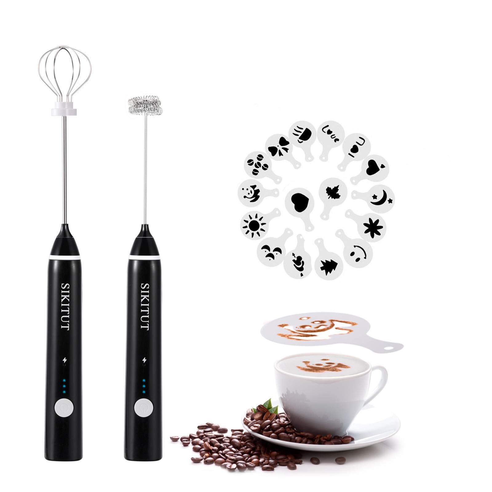 Buy SIKITUT Rechargeable Milk Frother, Electric Foam Maker with 2