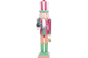 SafeSir Nutcracker Ornaments 15 Inch Nutcrackers Figures Traditional Wooden Christmas Decor Doll Ornament for Festival Party Shelves and Tables Gifts(15in Pink)