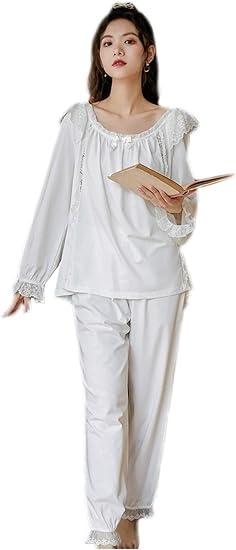 Amazon Slmjmy パジャマ レディース ルームウェア 綿 ネグリジェ 長袖 上下セット お寝巻き 肌に優しい さらっと お姫様気分に 部屋着 夏春秋 母の日 プレゼント セクシー 人気 パジャマ ルームウェアセット 通販