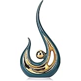 LCCCK Teal Gold Abstract Figurine Statues for Home Decor – Modern Ceramic Sculpture Accent, Decorative Statues for Living Room, Shelf, TV Stand, Office or Coffee Table Centerpiece Art Decoration