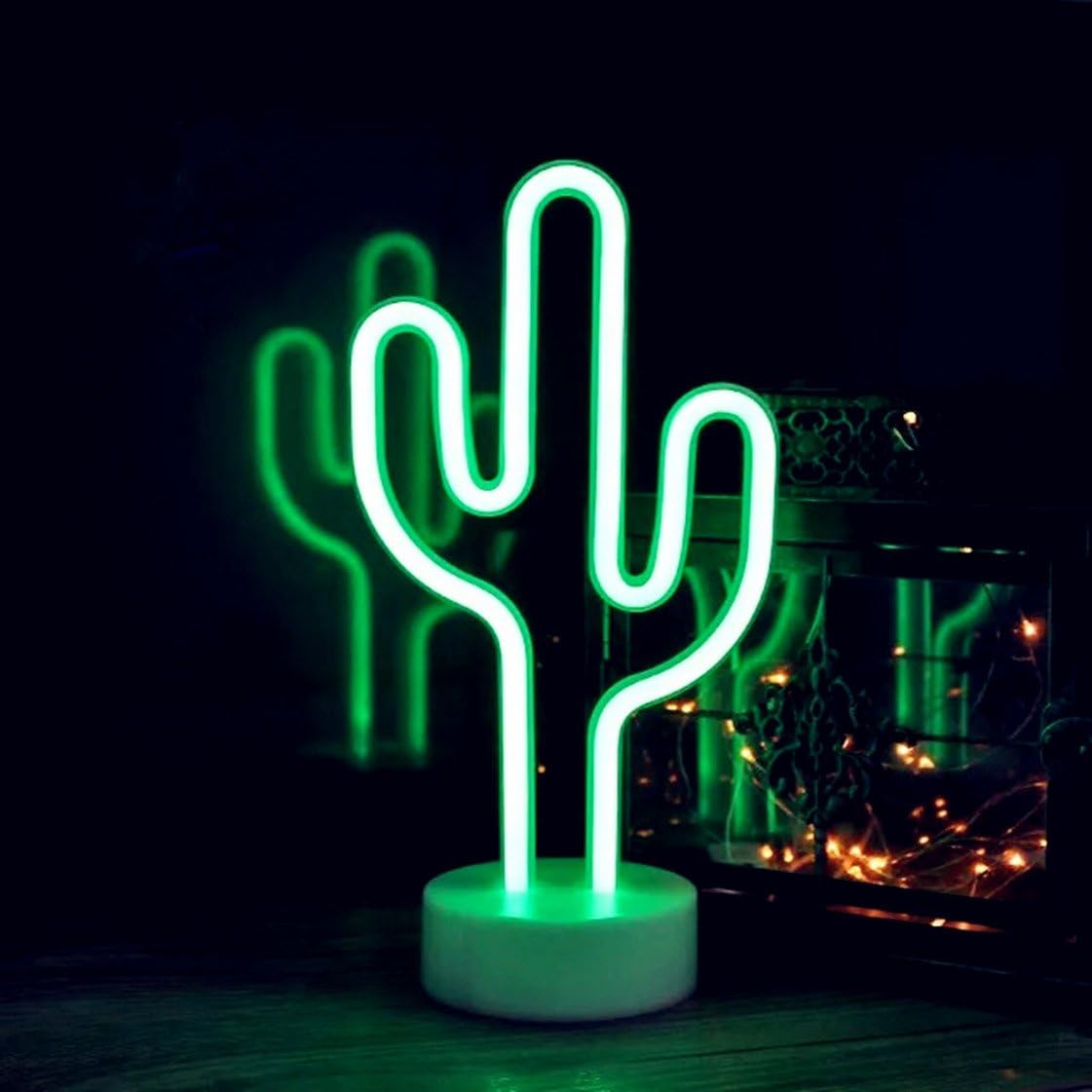 Cactus Neon Signs Neon Lights with Holder Base Decor Light,LED Cactus Sign Shaped Decor Light,Marquee Signs/Wall Decor for Christmas,Birthday Party,Kids Room,Living Room,Wedding Party Decor