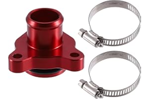 Partuto Water Hose Fitting 11537541992 - Car Engine Coolant Hose Fitting Clamp - for BMW 328i 335i 2007-2016 Aluminum Red with Clamp - 1 Set