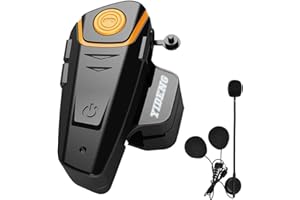 YKODMOT Yideng Bluetooth for Motorcycle Helmet Headset Wireless Intercom Interphone BT-S2 Walkie-Talkie Supports FM Radio GPS Voice Command Music Hands-Free up to 3 Riders Communication in 1000m(Single)