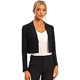 Allegra K Women's Lapel Collar Open Front Cardigan Office Work Business Casual Cropped Blazer Jacket