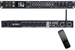 RQG KT900 Professional KTV Digital Pre-stage Effector, Karaoke Reverberator Effector, Anti-howling Audio Processor, 4 Mic Input Echo USB MP3 Bluetooth Optical for Stage Performance Conference