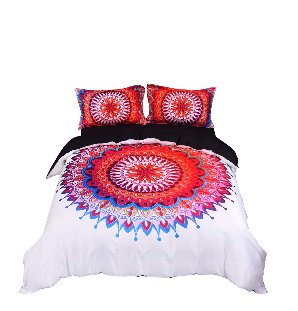 TOPBIGGER Bedding Duvet Cover 3 Piece Set–Colorful Printed Pattern Quilt Cover and 2 Pillowcase