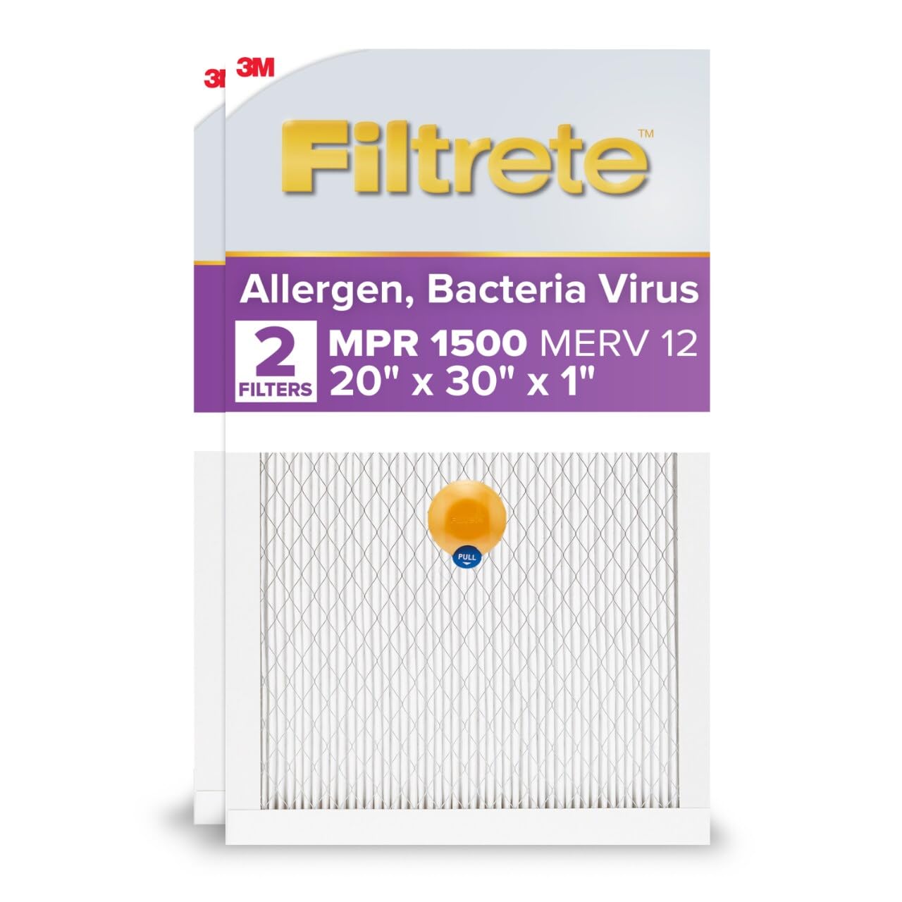 Filtrete 20x30x1 AC Furnace SMART Air Filter, MERV 12, MPR 1500, Track Filter Life With Bluetooth Enabled Sensor, CERTIFIED asthma & allergy friendly, 2-Pack (Actual Size 19.84x29.84x0.81 in) Image Filtrete 20x30x1 AC Furnace SMART Air Filter, MERV 12, MPR 1500, Track Filter Life With Bluetooth Enabled Sensor, CERTIFIED asthma & allergy friendly, 2-Pack (Actual Size 19.84x29.84x0.81 in) Image