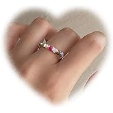 Andiyace Boho Blue Bead Stretch Ring Beaded Stackable Ring Metal Bead Elastic Finger Ring Blue Bead Elastic Ring Handmade Stacking Ring Jewelry for Women