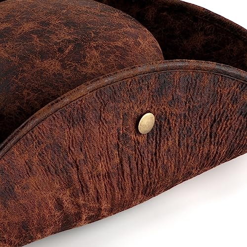Srnede Pirate-Hat Women Tricorn Brown Pirate Men Leather Faux Leather Vintage Wrinkle Distressed