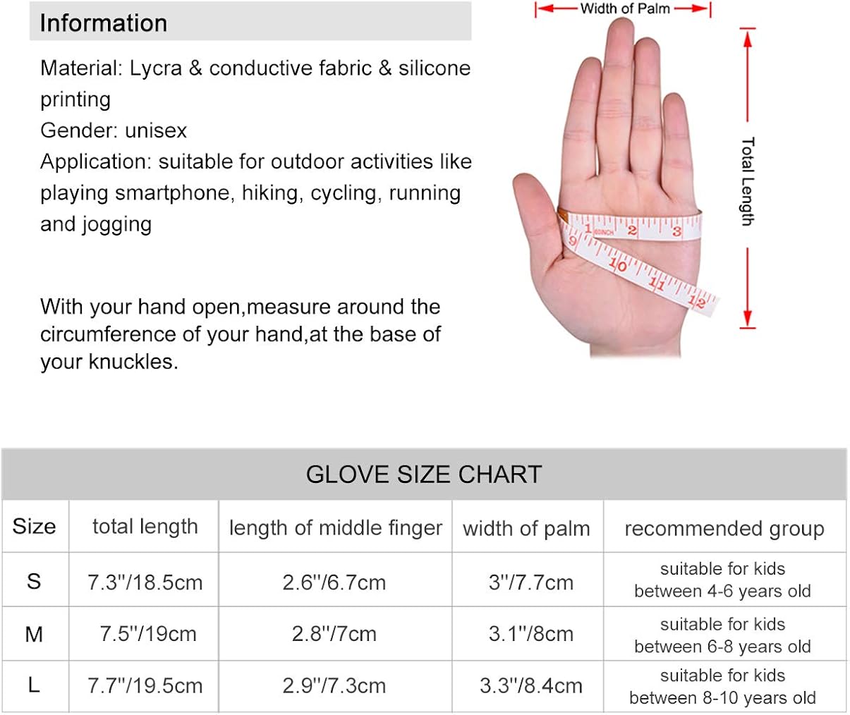 VBIGER Kids Winter Gloves Boys Girls Touchscreen Gloves Fleece Sports Gloves Bike Gloves for Children 4-10 Years: Clothing
