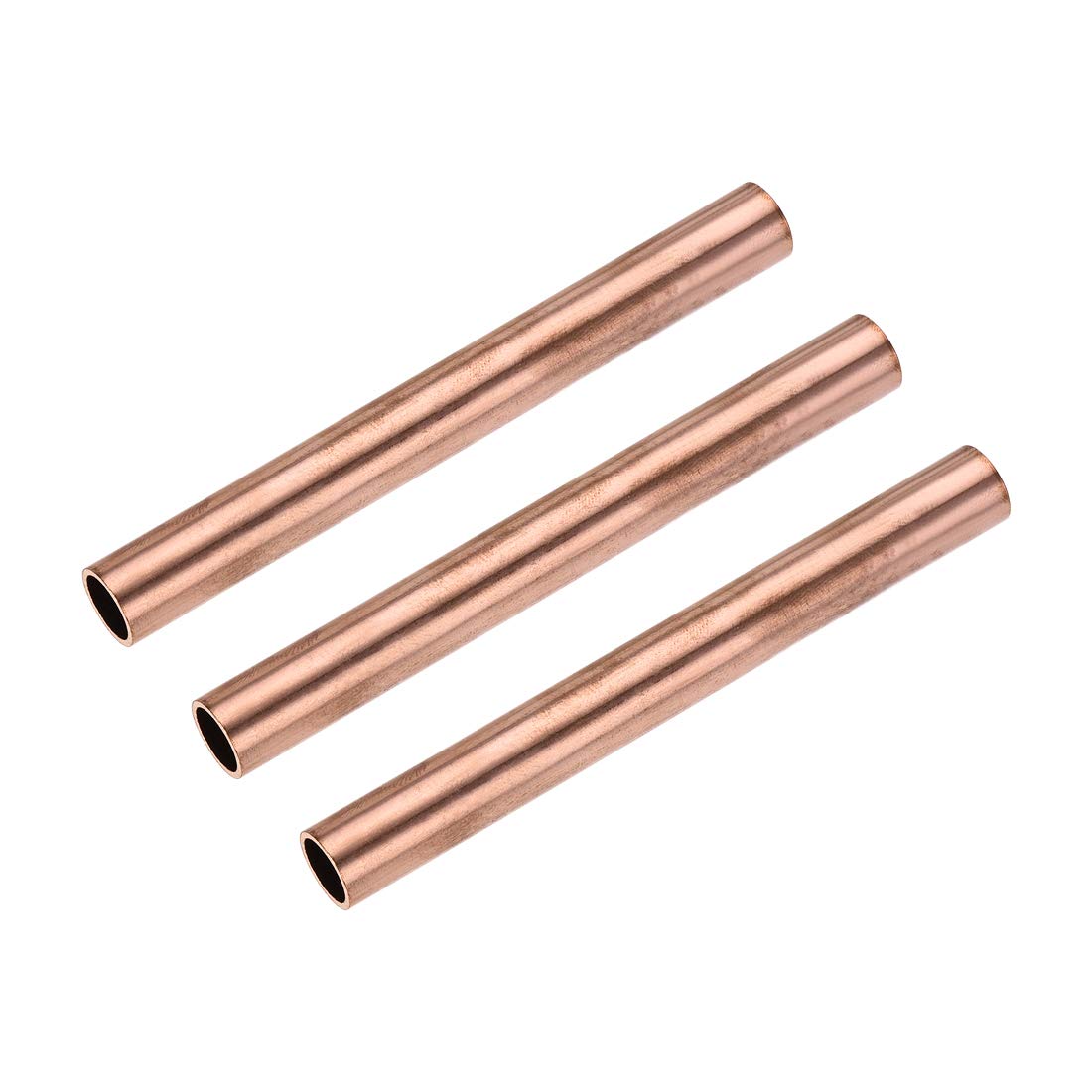 sourcing map Copper Round Tube, 11mm OD 1mm Wall Thickness 100mm Length Straight Pipe Tubing 3 Pcs