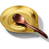 VanlonPro Kitchen Stainless Steel Spoon Rest for Multiple Utensils, Gold | Drip Tray for Multiple Utensils, Large Kitchen Gadget Holder for Ladles, Tongs, Cooking Spatula, Makes Great Gift