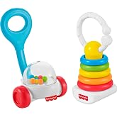 Fisher-Price Newborn Classics 2-Pack, Sensory Activity Toys | Corn Popper Rattle, Rock-a-Stack Clacker, Fine Motor Skills &amp; Sensory Development, Infants Ages 0+ Months