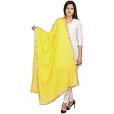 themilestocks Woman's Embroidered Chiffon Dupatta Scarf Shawl Wrap Soft Indian Bridal Wedding - Off White