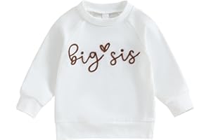 Ouliycoqi Toddler Baby Girl Big Sis Lil Sister Brother Athletic Sweatshirt Long Sleeve Kids Pullover Tops Sibling Outfit