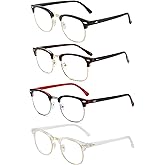 RuiJinGen Computer Gaming Blue Light Blocking Glasses Half frame Retro Semi Rimless Clear Lens Glasses Eyewear Men Women