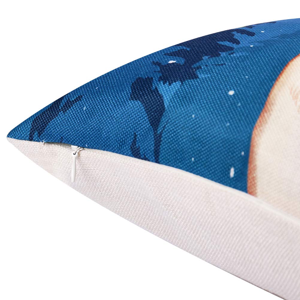 Tedars Christmas Throw Pillow Covers, 18x18 Inch Pillow Covers Cotton Linen Burlap Cushion Cover for Sofa with Christmas Reindeer.