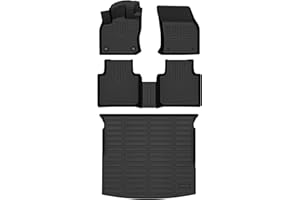 Wayhigh-All Weather Floor Mats Cargo Liner for Volkswagen Tiguan 2018 2019 2020 2021 2022 2023 2024 TPE Car Mats Cargo Mat Waterproof Anti-Slip Floor Liners VW Tiguan Accessories- Black