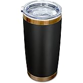 FunTrans 20 oz Tumblers Stainless Steel Tumbler with Lid and Straw Insulated Coffee Mug for Laser Graving 20oz Powder Coated Cup(Black,1 pack)
