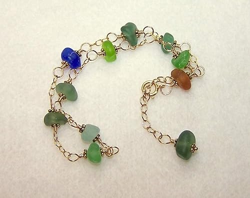 Sea Glass Jewelry Canada Sea Glass Anklet Adjustable Gold