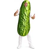 Tinyones Cucumber Costume for Adults, Funny Green Vegetable Pickle Costume, Full Body Food Cosplay Outfit for Halloween, Theme Party, Carnival and Dress Up