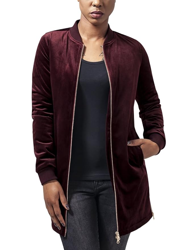 Urban Classics Damen Jacke Ladies Long Velvet Jacket