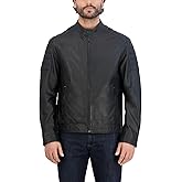 Cole Haan Mens Stand Collar Fully Lined Leather Jacket