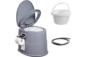 VEVOR Portable Toilet for Camping, Porta Potty with 1.3 Gal Detachable Inner Bucket & Removable Paper Holder, Commode with Du