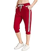 Beinikedan Women's Cotton Jogger Pockets 7/8 Length Capri Sweatpants, Soft Lounge Gym Running Elastic Waist Pants