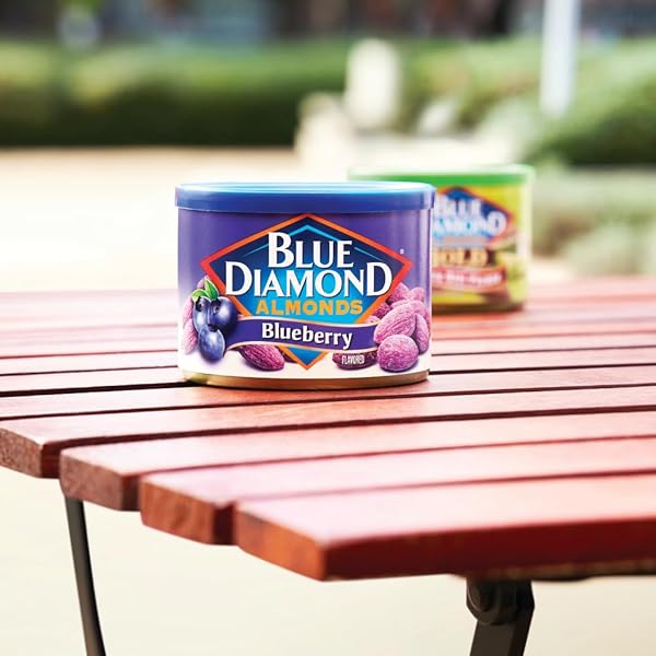 BLUE DIAMOND ALMONDS, CLASSIC BLUEBERRY FLAVORED SWEET SNACK NUTS PERFECT SIZE FOR ON-THE-GO, LUNCH, ADULTS AND KIDS, 6OZ CAN
