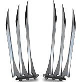 2Pcs Silver Wolverine Claws with Plastic Handles, Halloween Cosplay Costume Props for Adults