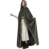 Charm&Cstay Renaissance Cloak with Hood for Women, Plus Size Velvet Hooded Cloak for Women, Medieval Cape for Halloween