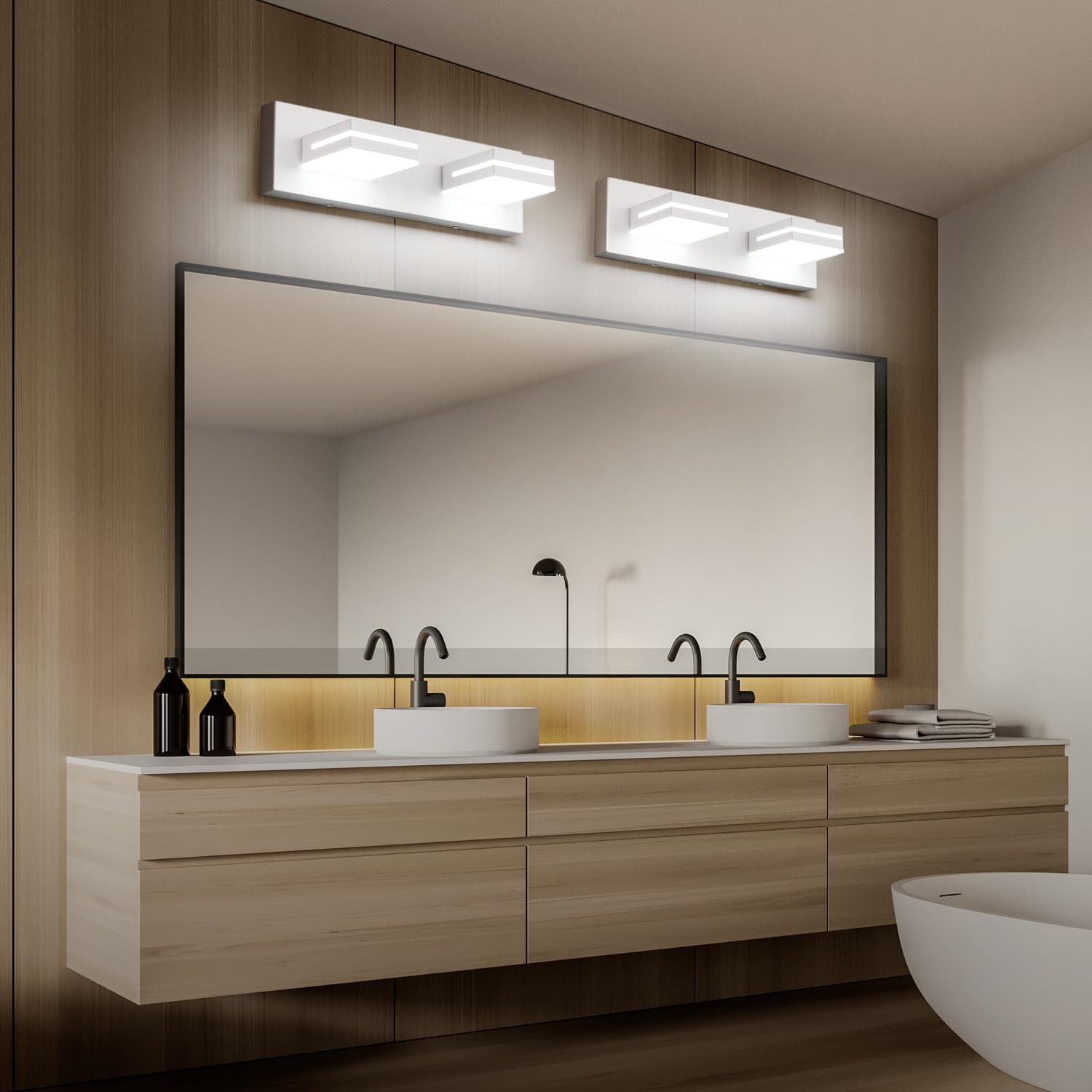 SineRise LED Modern Bathroom Vanity Light Fixtures (2-Light, 15.5-Inch ...