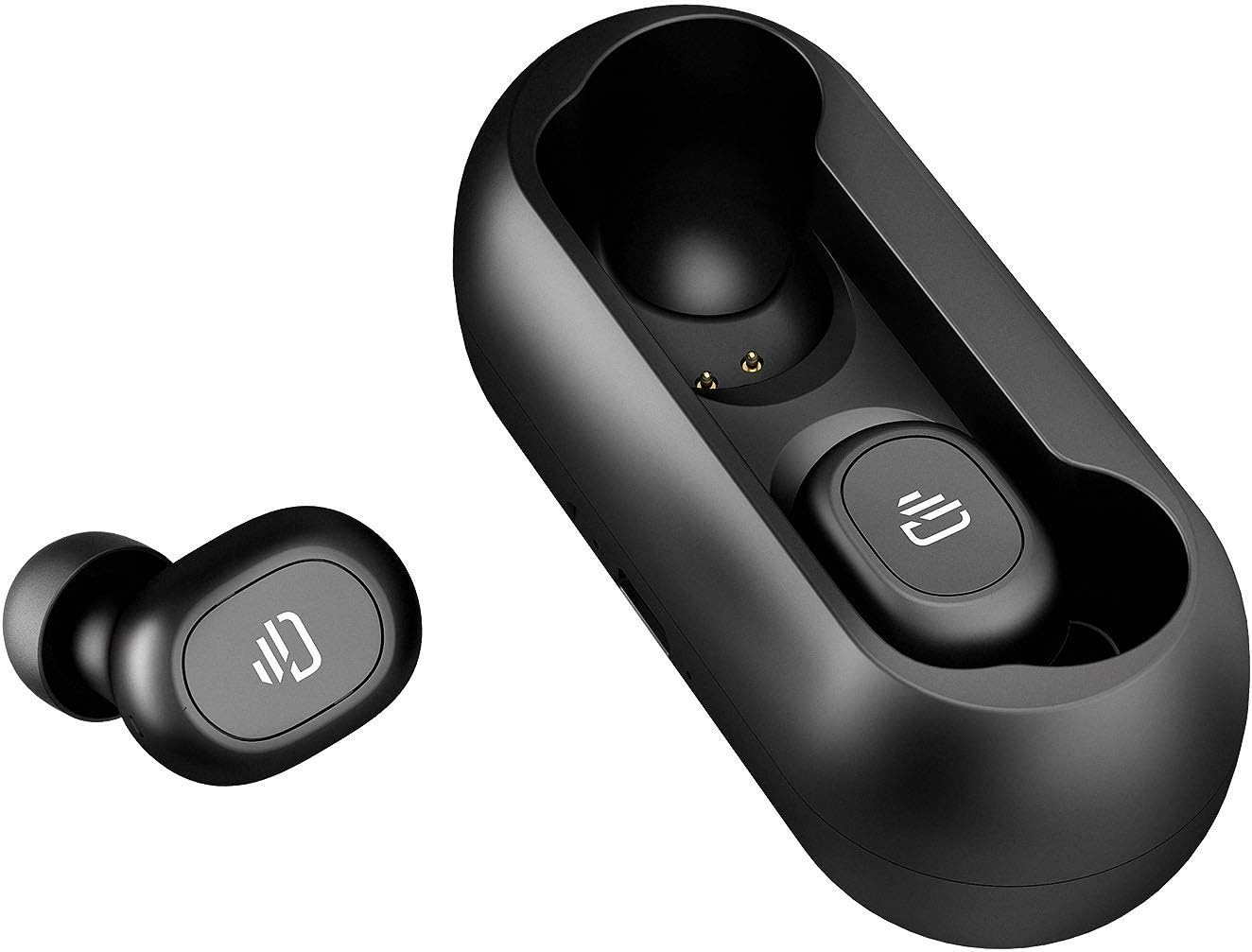 Dudios Bluetooth 5.0 Wireless Earbuds, Zeus Air True Wireless Headphone HiFi Stereo Sound Mini in-Ear Sweatproof Headset (One-Button Control, Binaural Call, 4 Hrs Music time, Auto Pairing)-Black