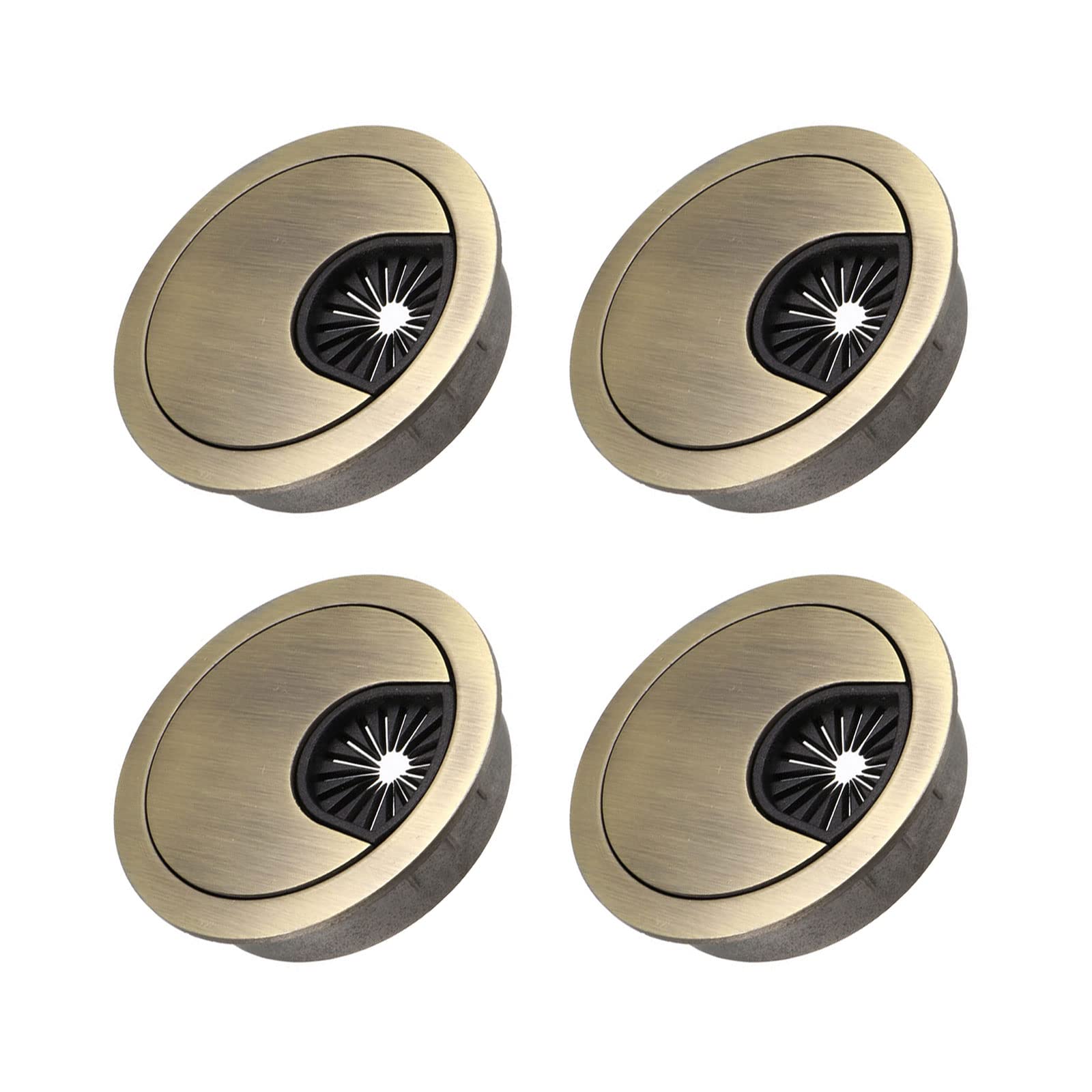 METALLIXITY Cable Cord Grommet (50mm/1.97") 4Pcs, Zinc Alloy Round Cable Hole Cover Wire Organizer - for Home Desk Cable Wire Management, Bronze Tone