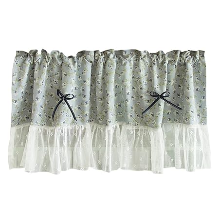 Roman Curtain Polyester Light Blue Flower Print Cloth Coffee