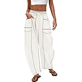 Nirovien Womens Barrel Sweatpants High Waisted Wide Leg Sweatpants Drawstring Lounge Baggy Pants Barrel Sweats