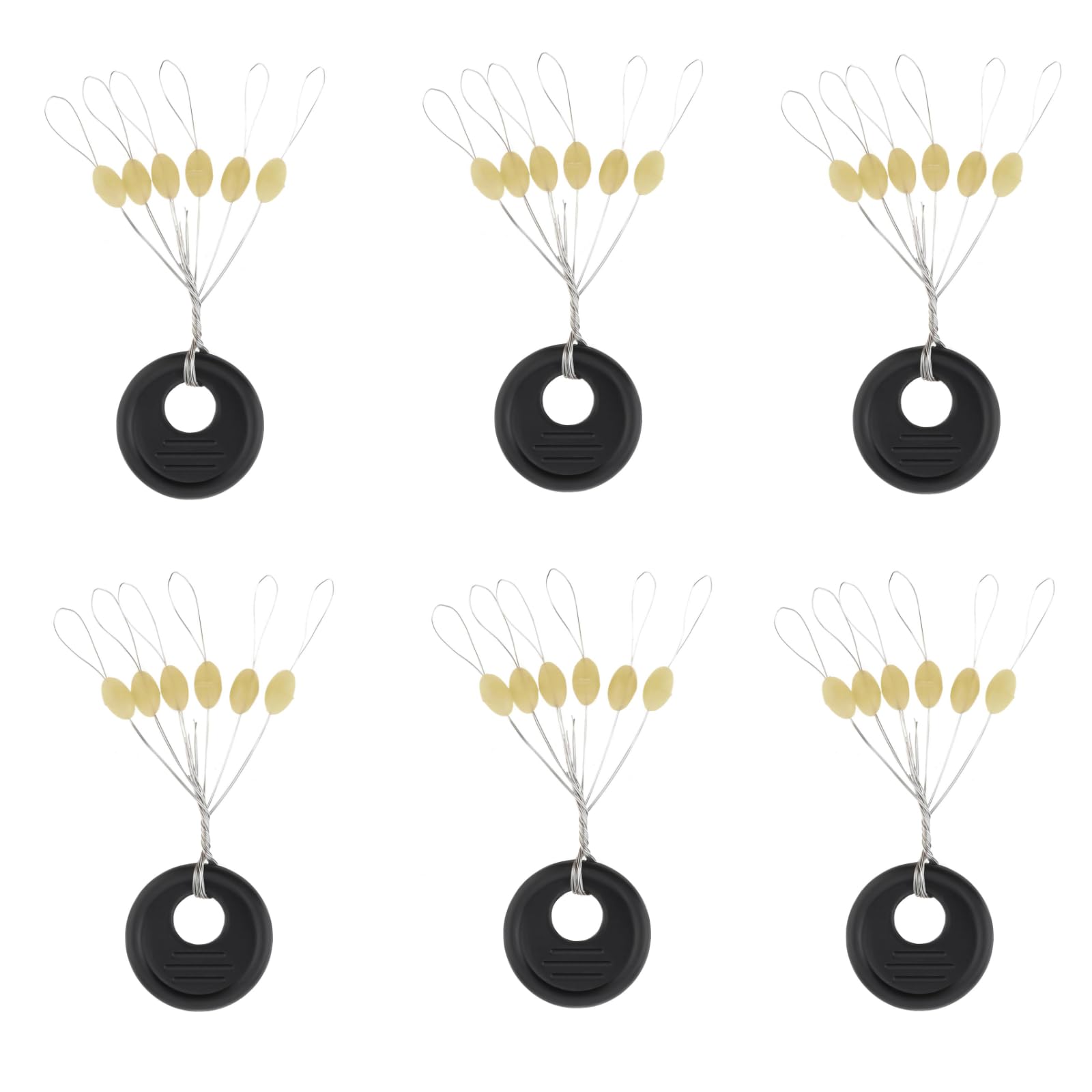 Conskyee 600 Pcs Fishing Bobber Stopper，6 in 1 Fishing Float Stops, Soft Beads Floats Stop for Coarse Fishing, Oval Stoppers for 0.15 to 0.4 mm Float Sinker Line, L