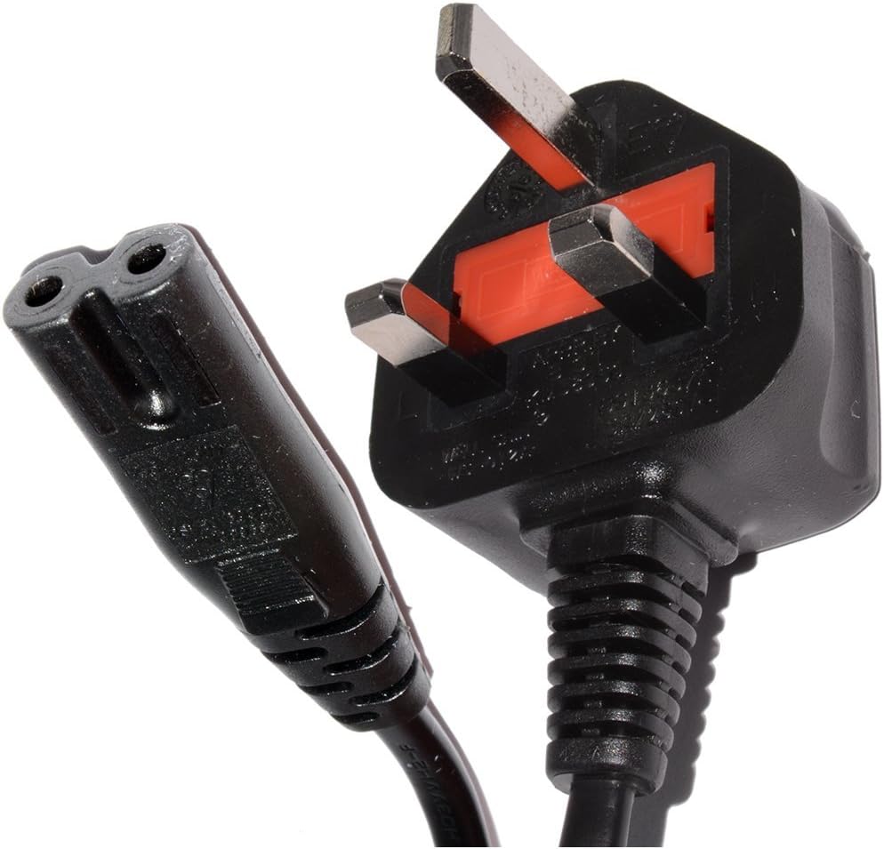 Mains Power Lead Cable, UK Plug to IEC C7 Figure 8 Female 1.5M / 5 Amp