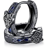 KoyeKei Black Viking Hoop Earrings for Men Women 925 Sterling Silver Viking Huggie Earrings Norse Pagan Rune Jewelry Fathers Day Birthday Gifts for Husband Dad