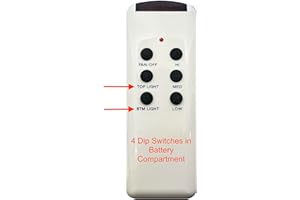 MY FAN PARTS CHQ8BT7053T Ceiling Fan Remote Control 4 Dip Switch Version W/Top and BTM Light by MFP