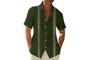 SHUSUEN Hawaiian Shirt for Men Button Down Short Sleeve Blouse Stretch V Neck Blouses Summer Beach Aloha Shirts with Pocket
