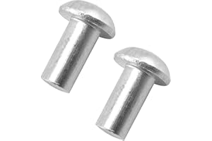 ALLCLEAN 1/4" Diameter X 1/2" Length Solid Aluminum Brazier Head Rivets,Aluminum Boat Rivets,Round/Dome Head Rivet,Pack of 130