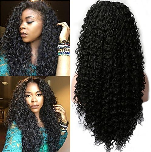 200 density Synthetic Lace Front Wigs for Black Women Heat Resistant Japan Fiber Curly Wave with Baby Hair