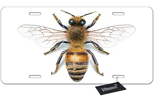 Wondertify License Plate Watercolor Bee Drawing Design on White Background Decorative Car Front License Plate,Vanity Tag,Metal Car Plate,Aluminum Novelty License Plate,6 X 12 Inch (4 Holes)